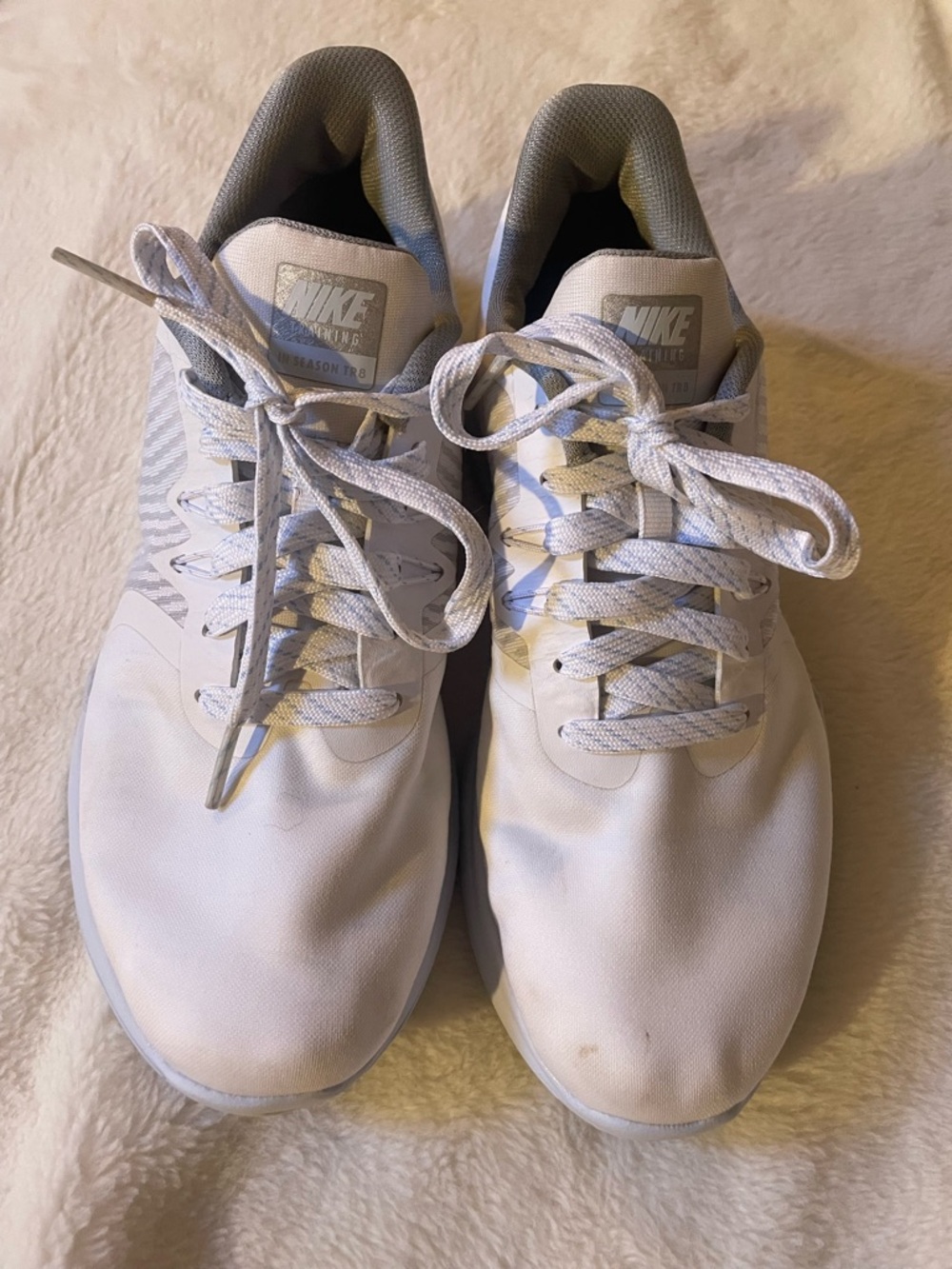 Women’s White, Light Gray, and baby blue Athletic Sneakers